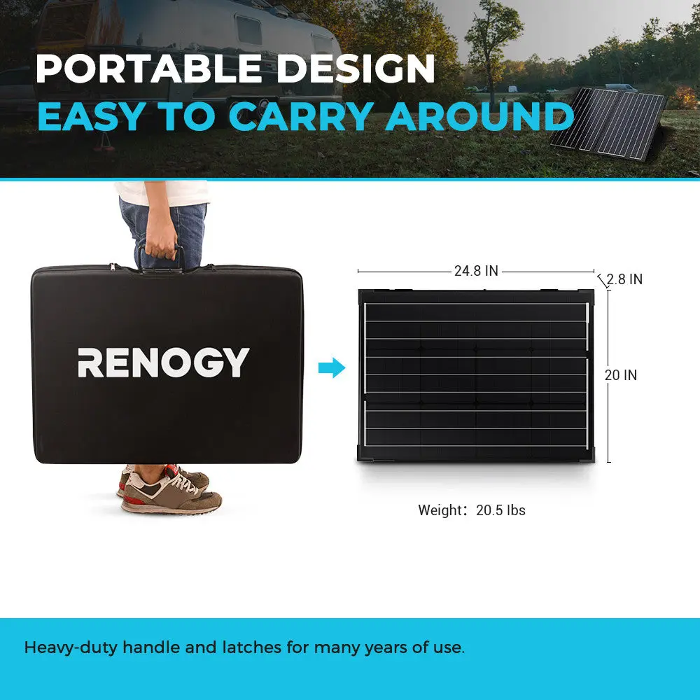 100 Watt 12 Volt Monocrystalline Foldable Solar Suitcase w/o Controller - Image 3