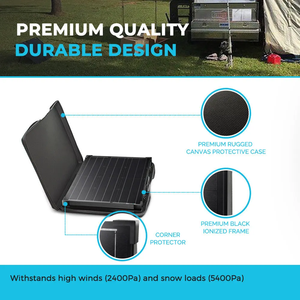 100 Watt 12 Volt Monocrystalline Foldable Solar Suitcase w/o Controller - Image 5