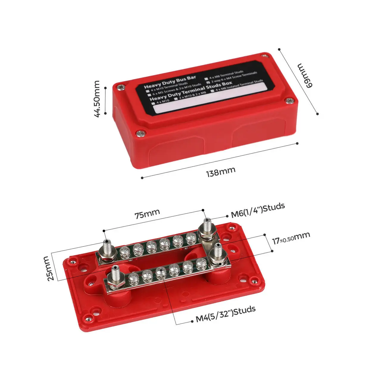 100A/300A  Red/Black Busbar - Image 3