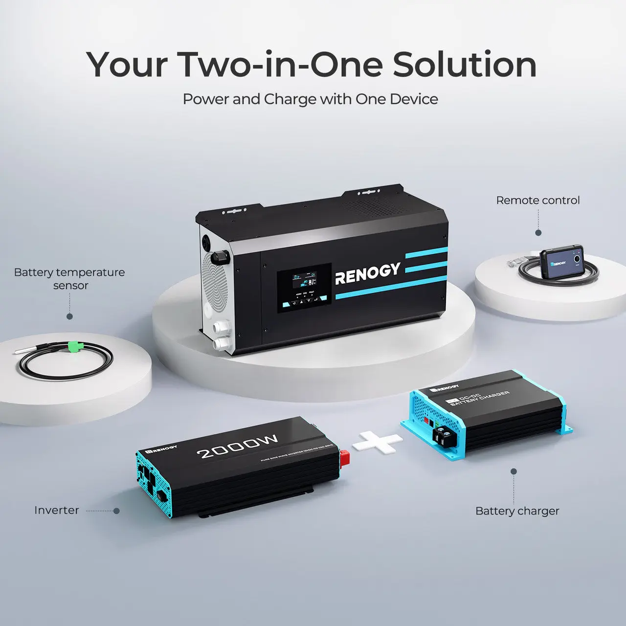 2000W 12V Pure Sine Wave Inverter Charger w/ LCD Display - Image 3