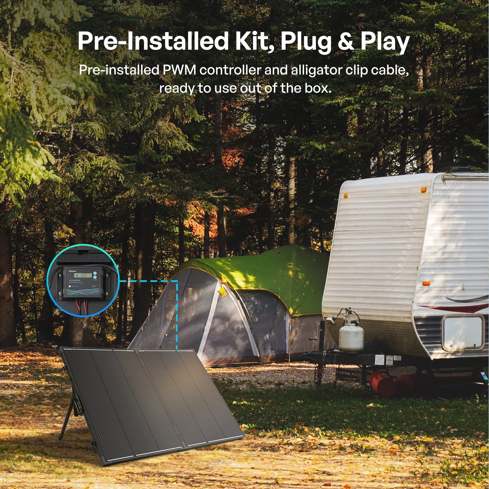 100/200W 12V N-Type Portable Solar Panel Suitcase Kit with 20A PWM Controller - Image 5