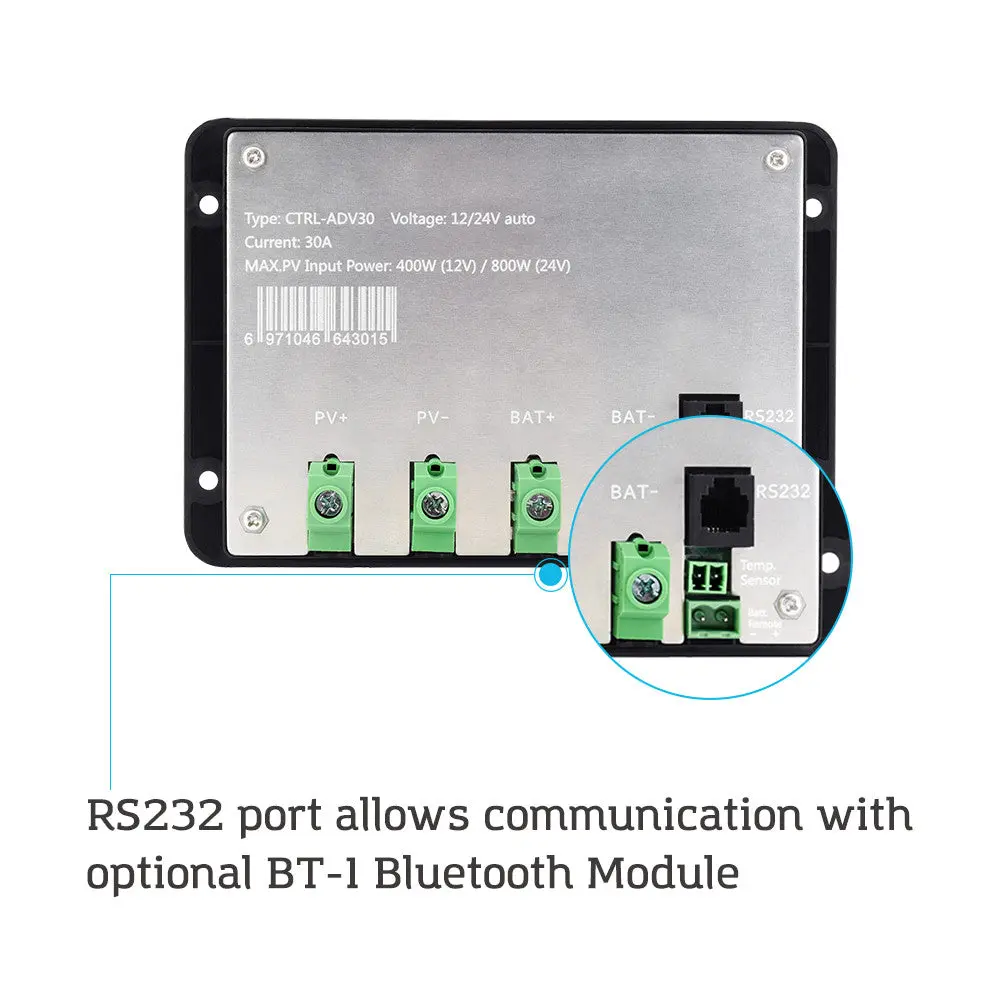 Adventurer Li- 30A PWM Flush Mount Charge Controller w/ LCD Display - Image 6