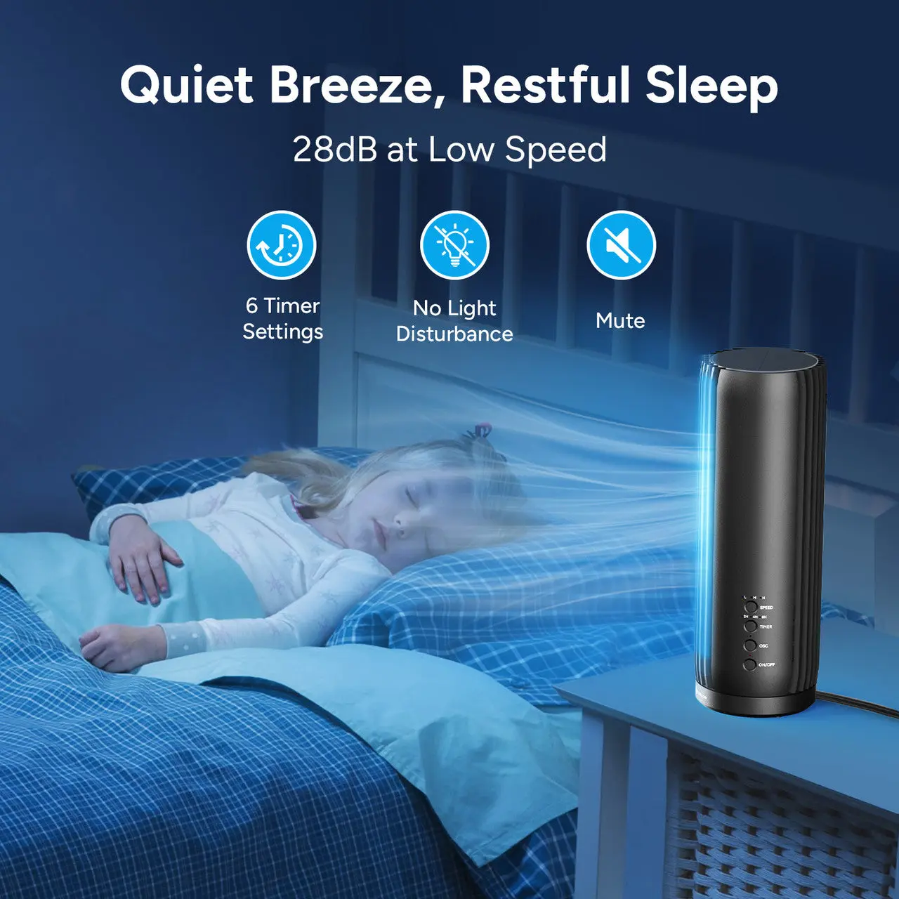 Dr.Prepare 12-Inch Tower Fan with 25W AC Motor - Image 10
