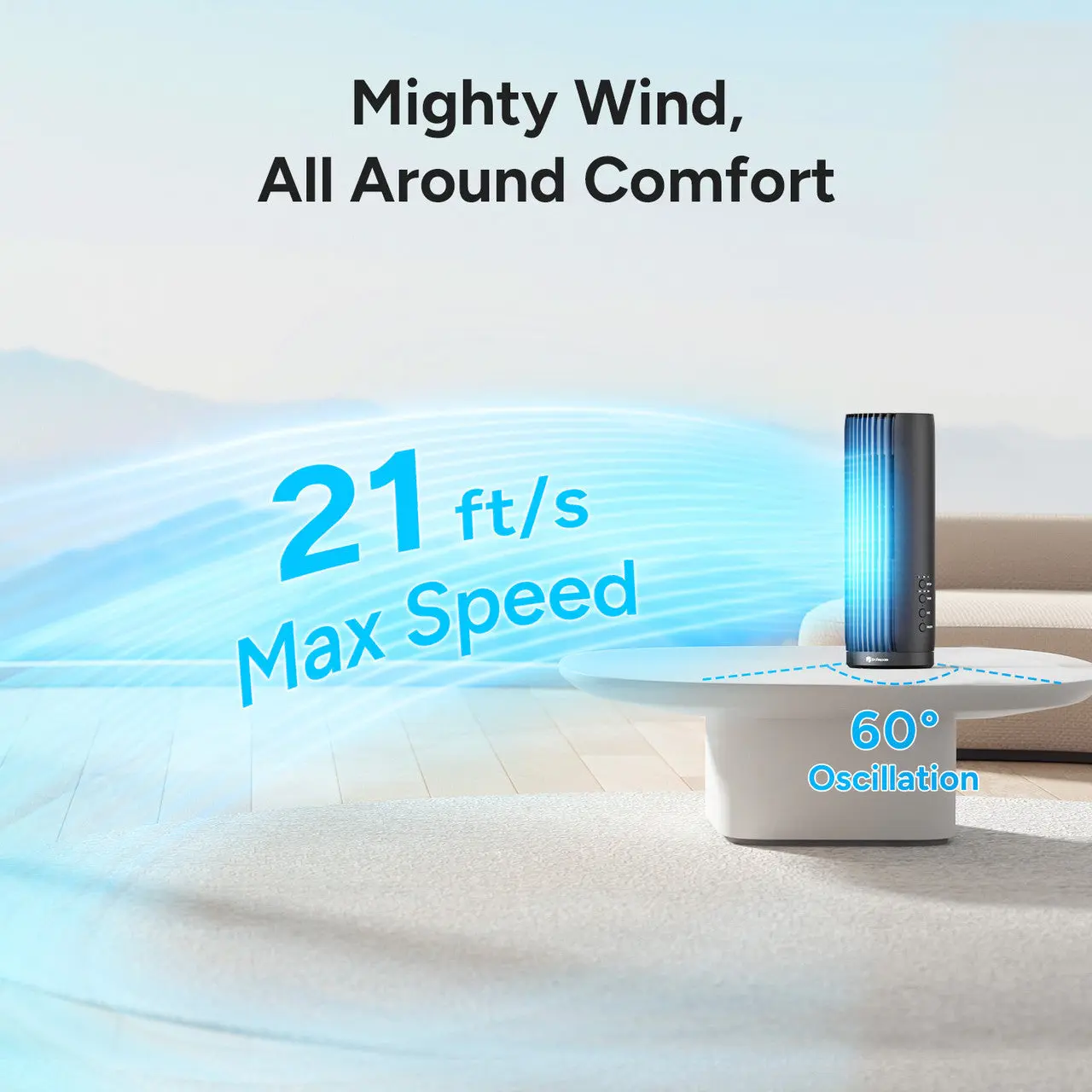 Dr.Prepare 12-Inch Tower Fan with 25W AC Motor - Image 6