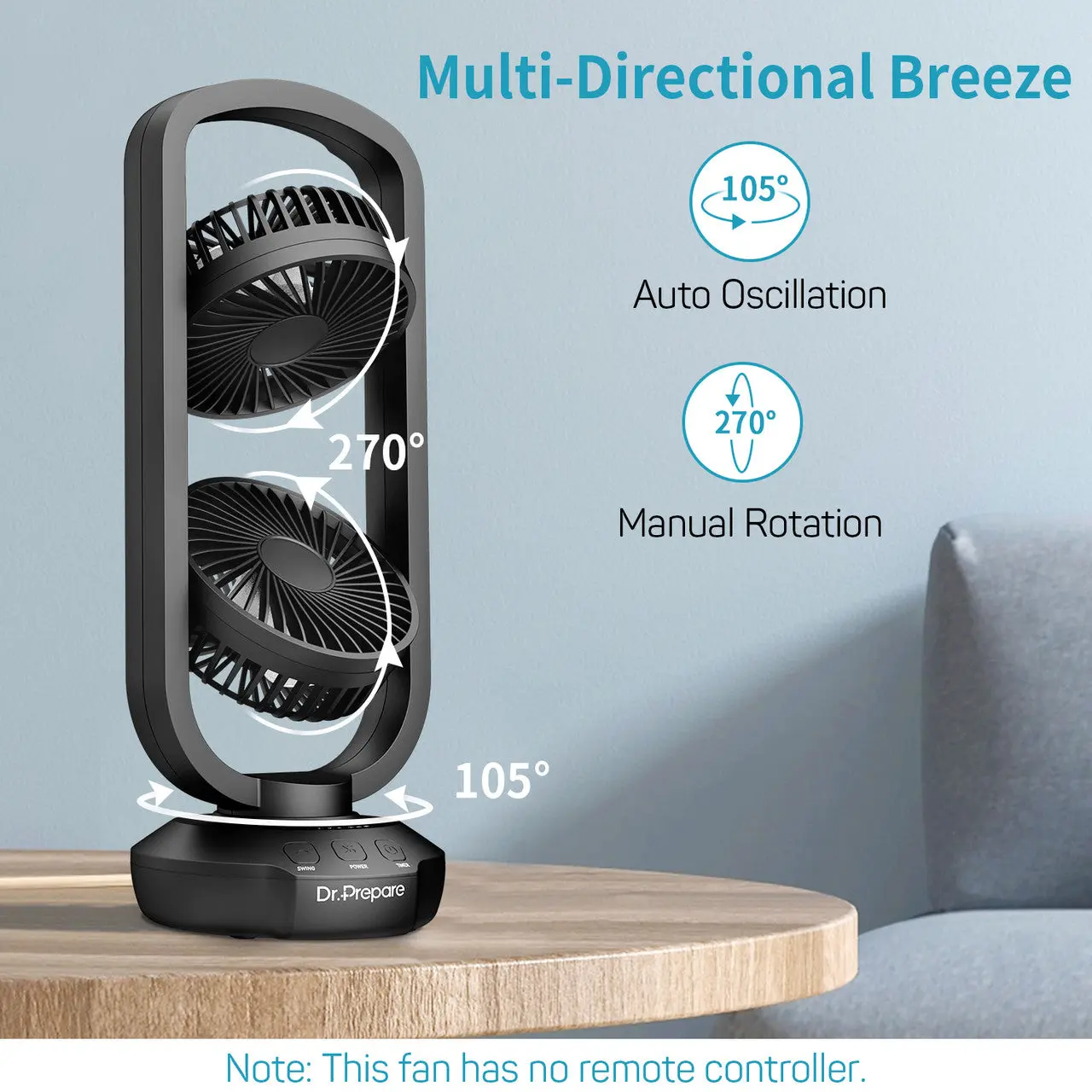 Dr.Prepare 15" Portable USB Desk Fan - Image 3