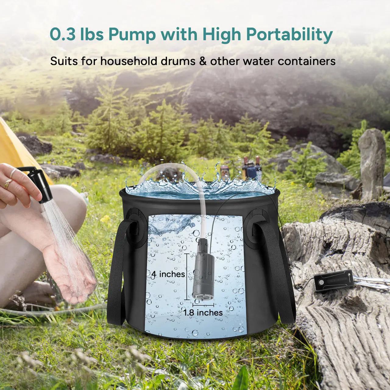 Dr.Prepare 15L Portable Camping Shower Kit with Foot Pump - Image 5