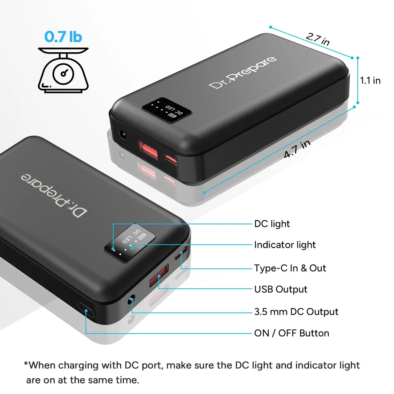 Dr. Prepare 16000mAh Portable Battery Fast-Charging Power Bank for Heated Vest - Image 3