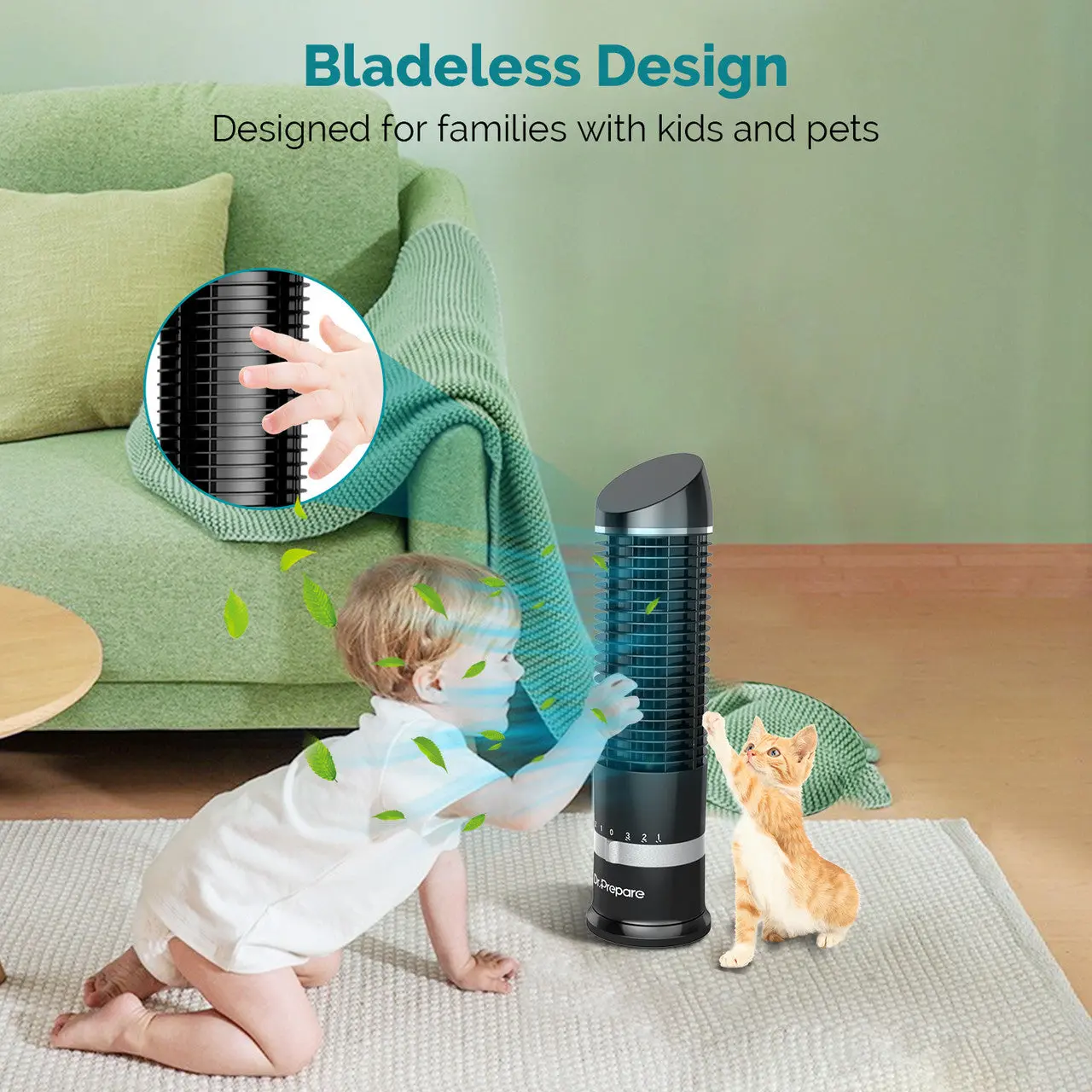 DR.PREPARE 16in Oscillating Tower Fan - Image 6