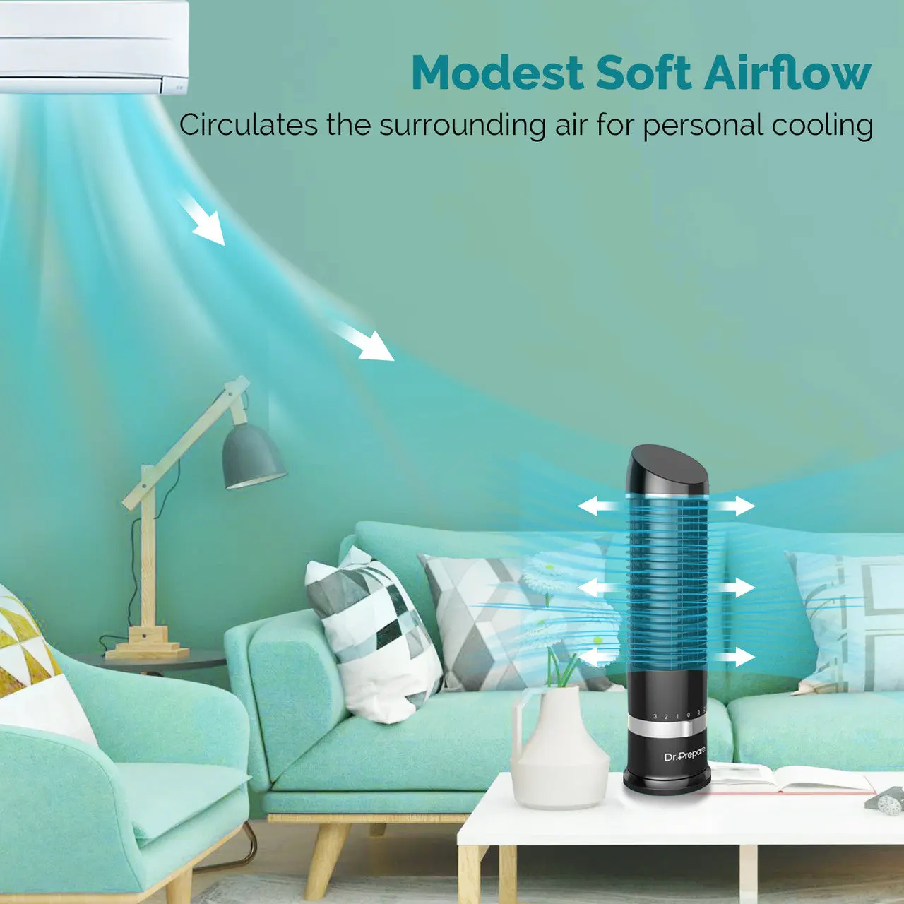 DR.PREPARE 16in Oscillating Tower Fan - Image 8