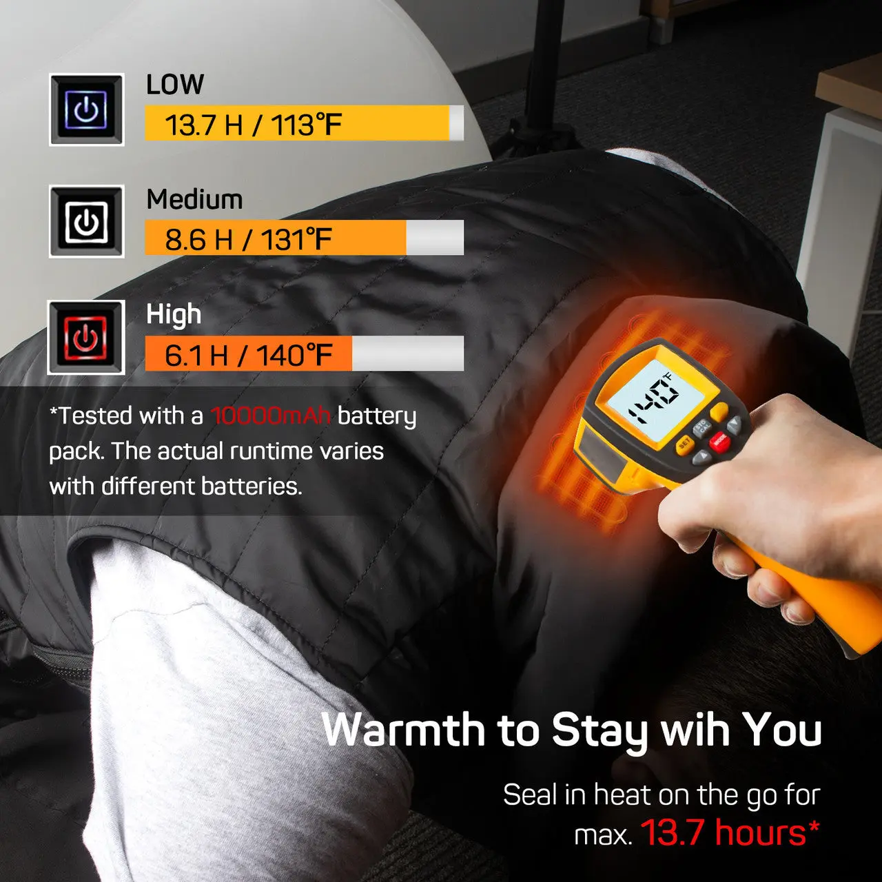 Dr.Prepare Electric Unisex Heated Vest with Removable Hood - Image 3
