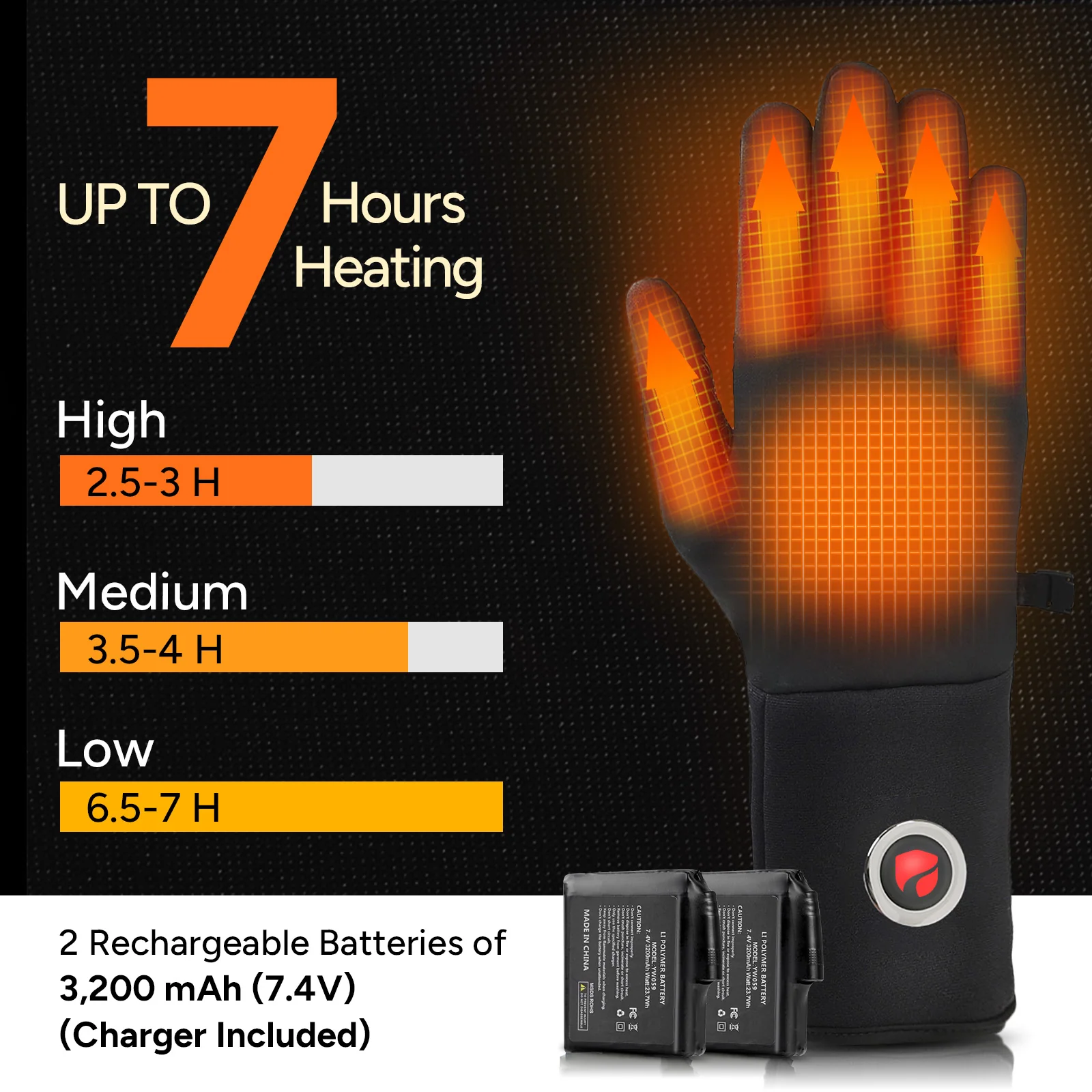 Dr.Prepare Heated Gloves with 7.4V 3200mAh Battery - Image 3