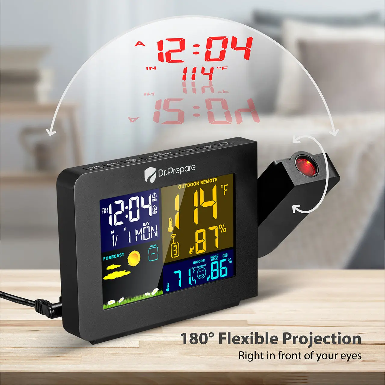 Dr. Prepare Projection Alarm Clock 002 DPWS-OUT-002-US - Image 2