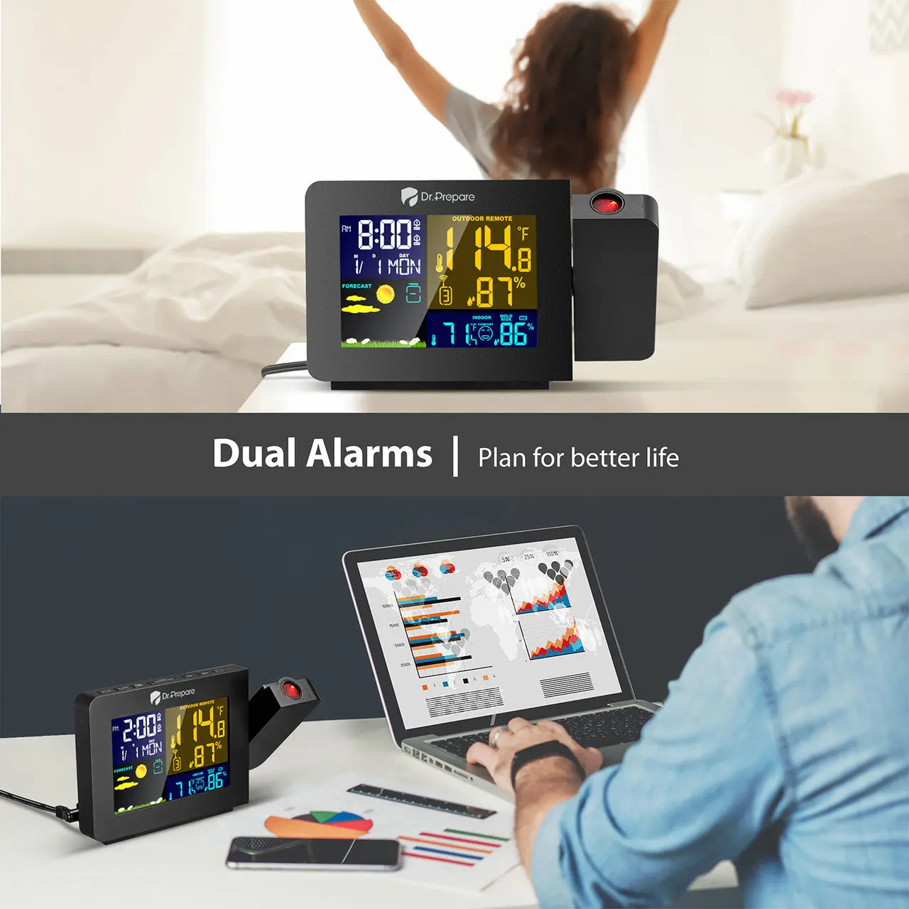 Dr. Prepare Projection Alarm Clock 002 DPWS-OUT-002-US - Image 6