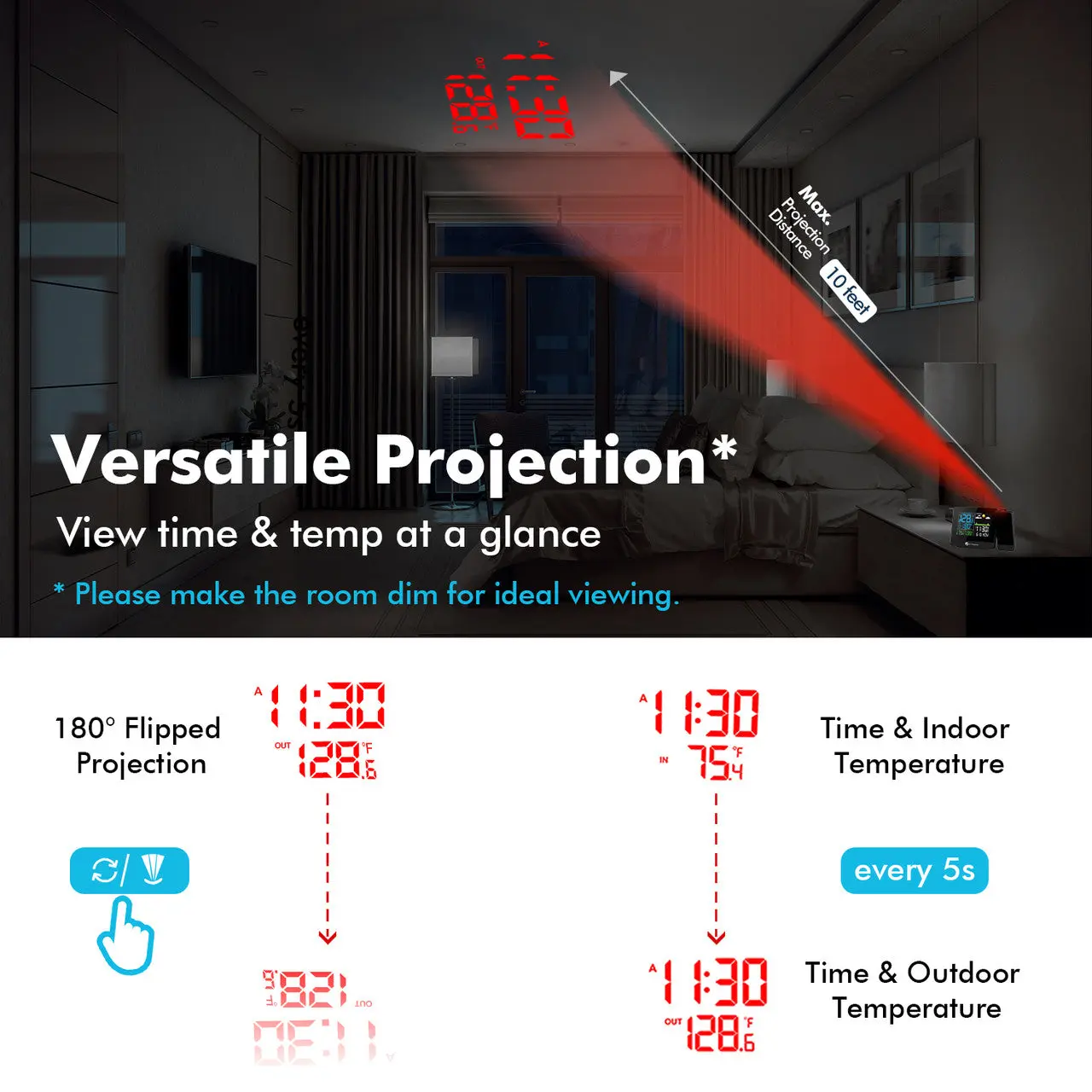 Dr. Prepare Projection Alarm Clock 003 DPWS-OUT003-US - Image 3