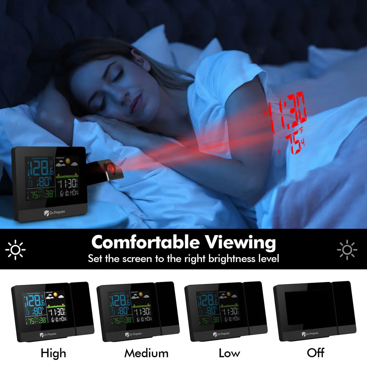 Dr. Prepare Projection Alarm Clock 003 DPWS-OUT003-US - Image 6
