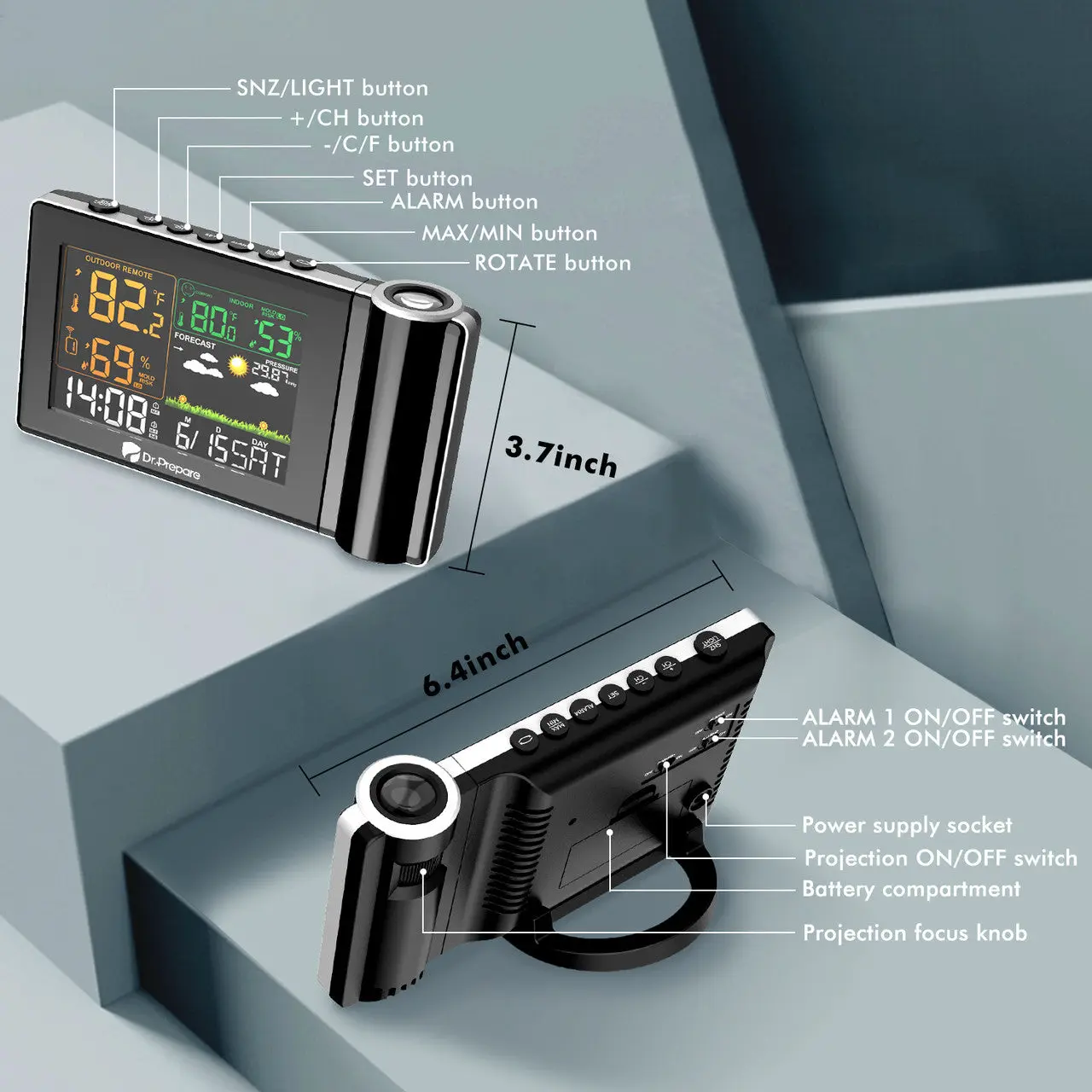 Dr. Prepare Projection Alarm Clock 005 - Image 2