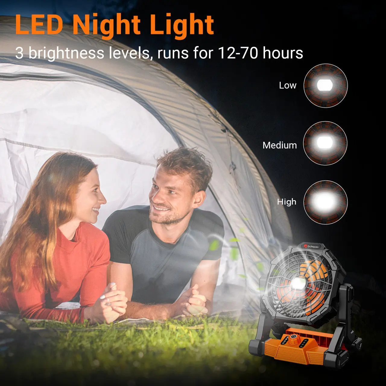 Dr.Prepare X35 Portable Camping Fan with LED Light - Image 11