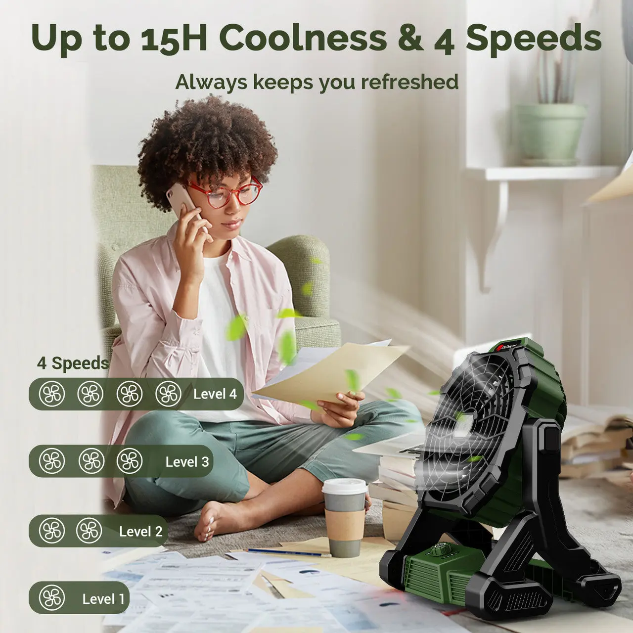 Dr.Prepare X35 Portable Camping Fan with LED Light - Image 4