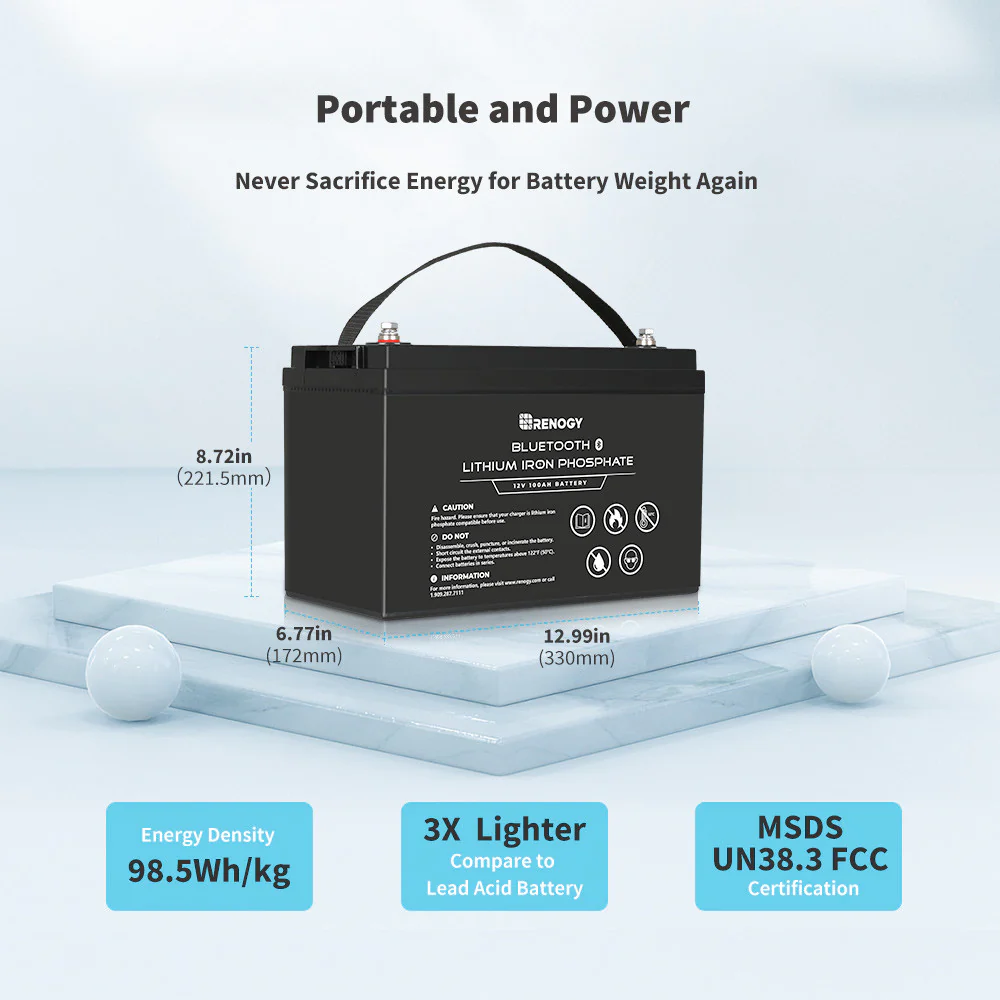 Refurbished 12V 100Ah Lithium Iron Phosphate Battery w/ Bluetooth - Image 8
