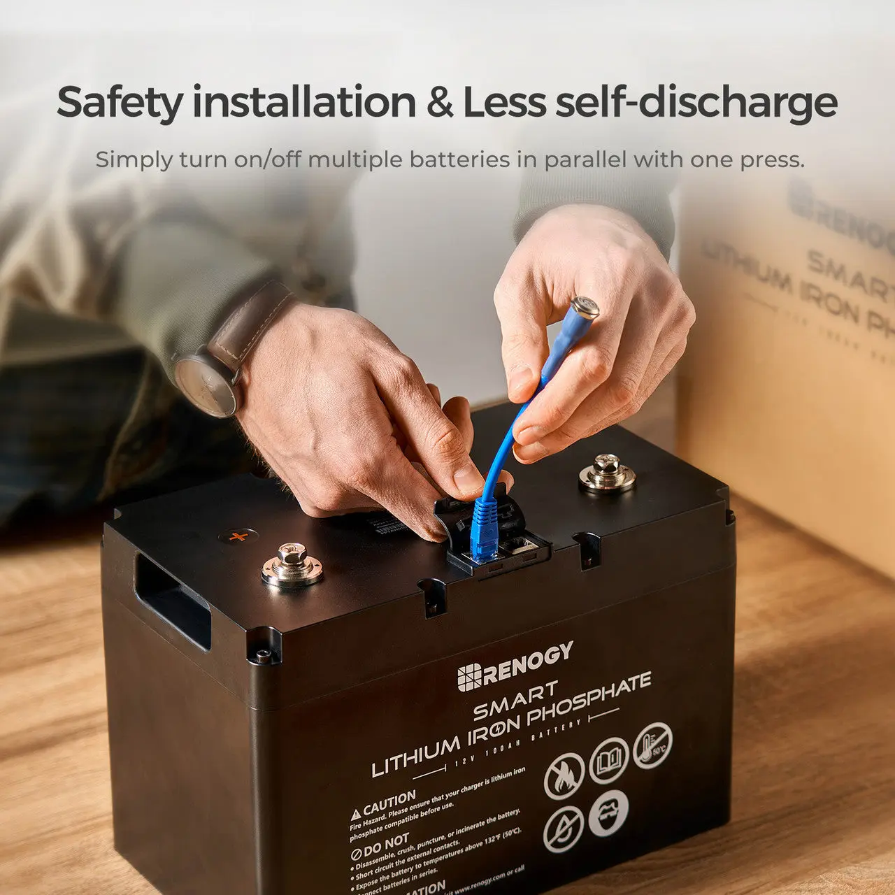 Refurbished 12V 100Ah Smart Lithium Iron Phosphate Battery - Image 5
