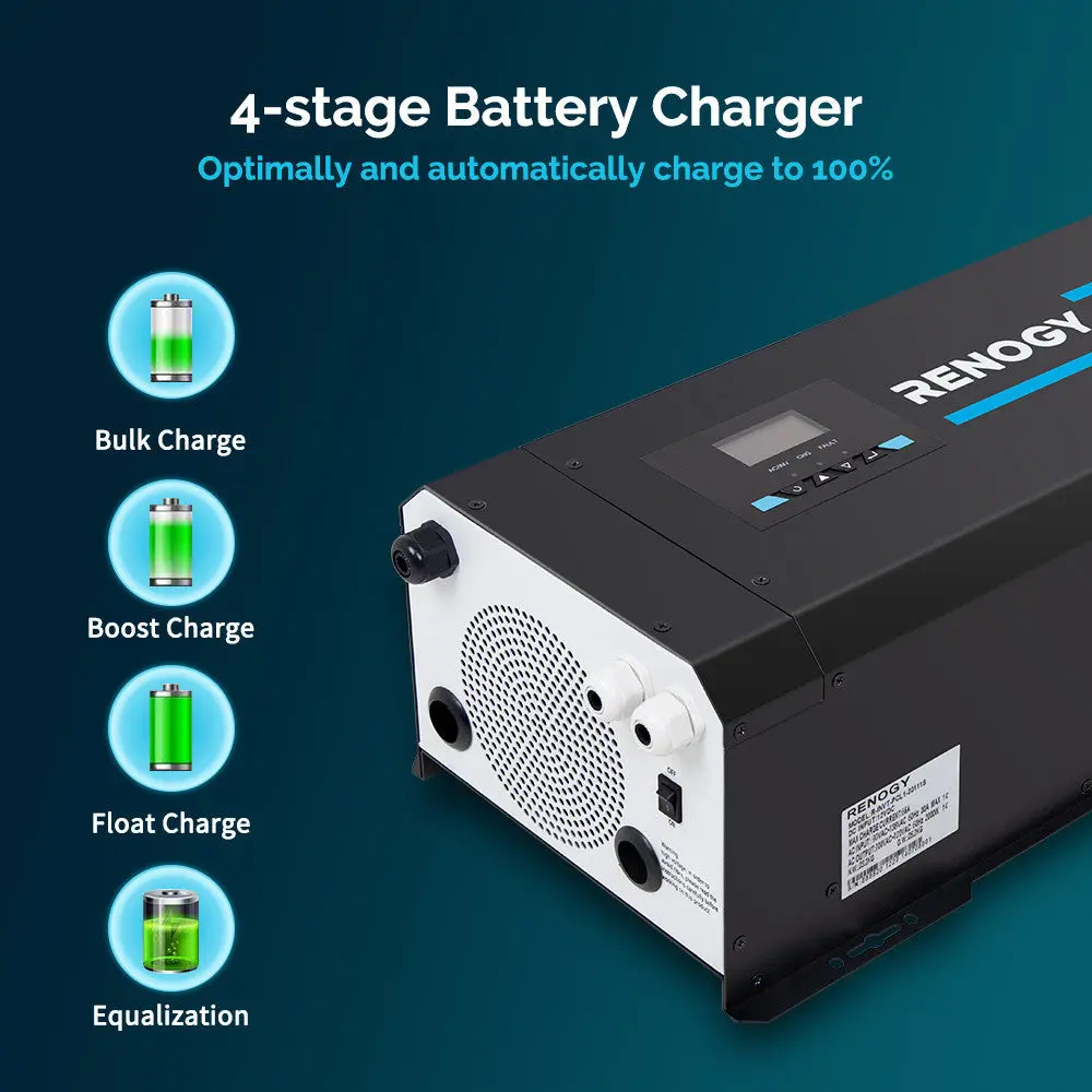 Refurbished 3000W 12V Pure Sine Wave Inverter Charger w/ LCD Display - Image 6