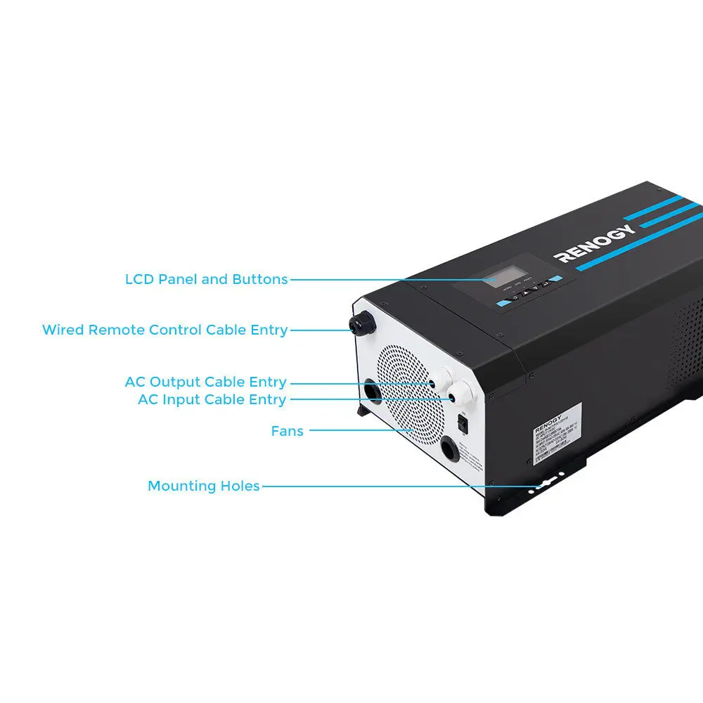 Refurbished 3000W 12V Pure Sine Wave Inverter Charger w/ LCD Display - Image 9