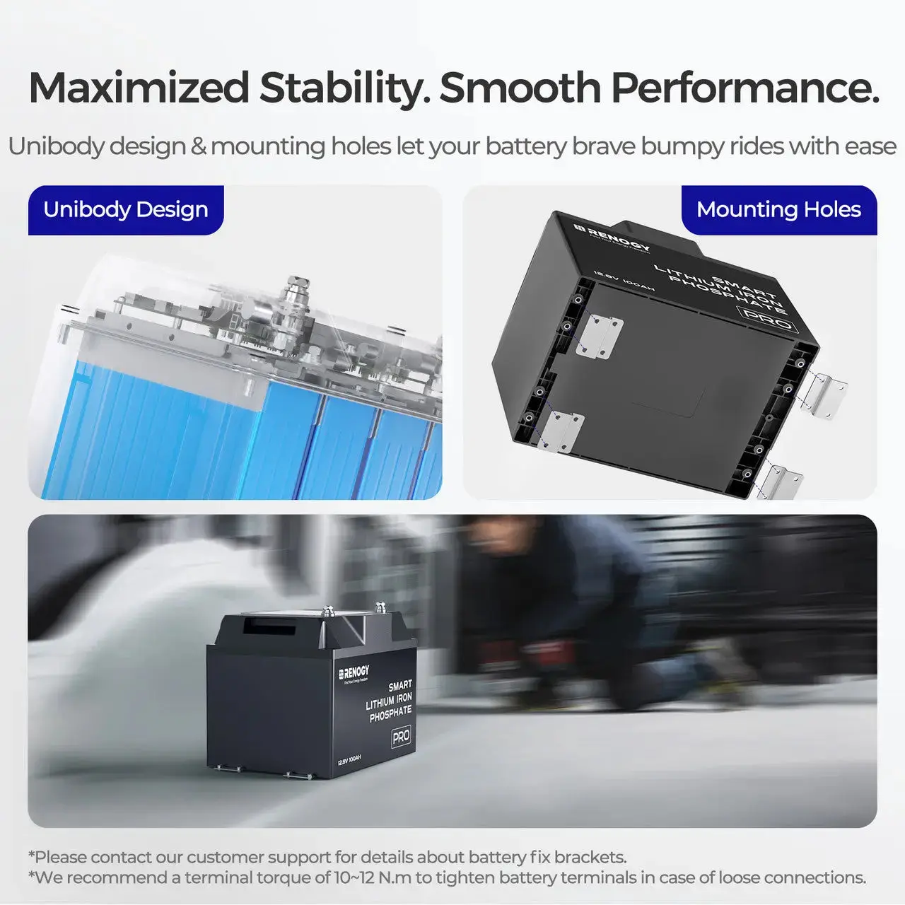 12V  100Ah Smart Lithium Iron Phosphate Battery w/Bluetooth & Self-heating Function | Pro Series - Image 10