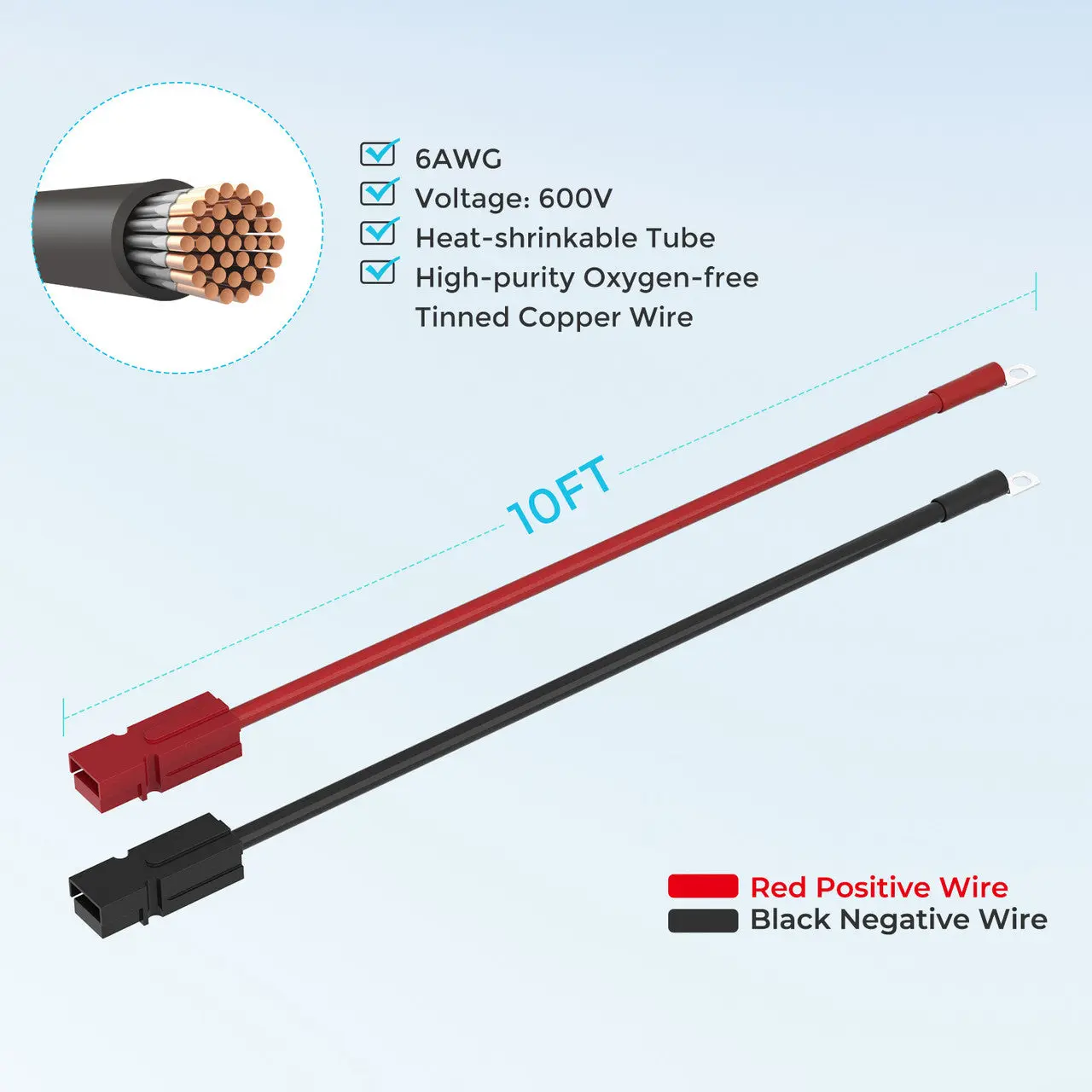 Renogy 10FT 6AWG Anderson Adapter Cable（Anderson PP75 - 3/8 in Lugs） - Image 2