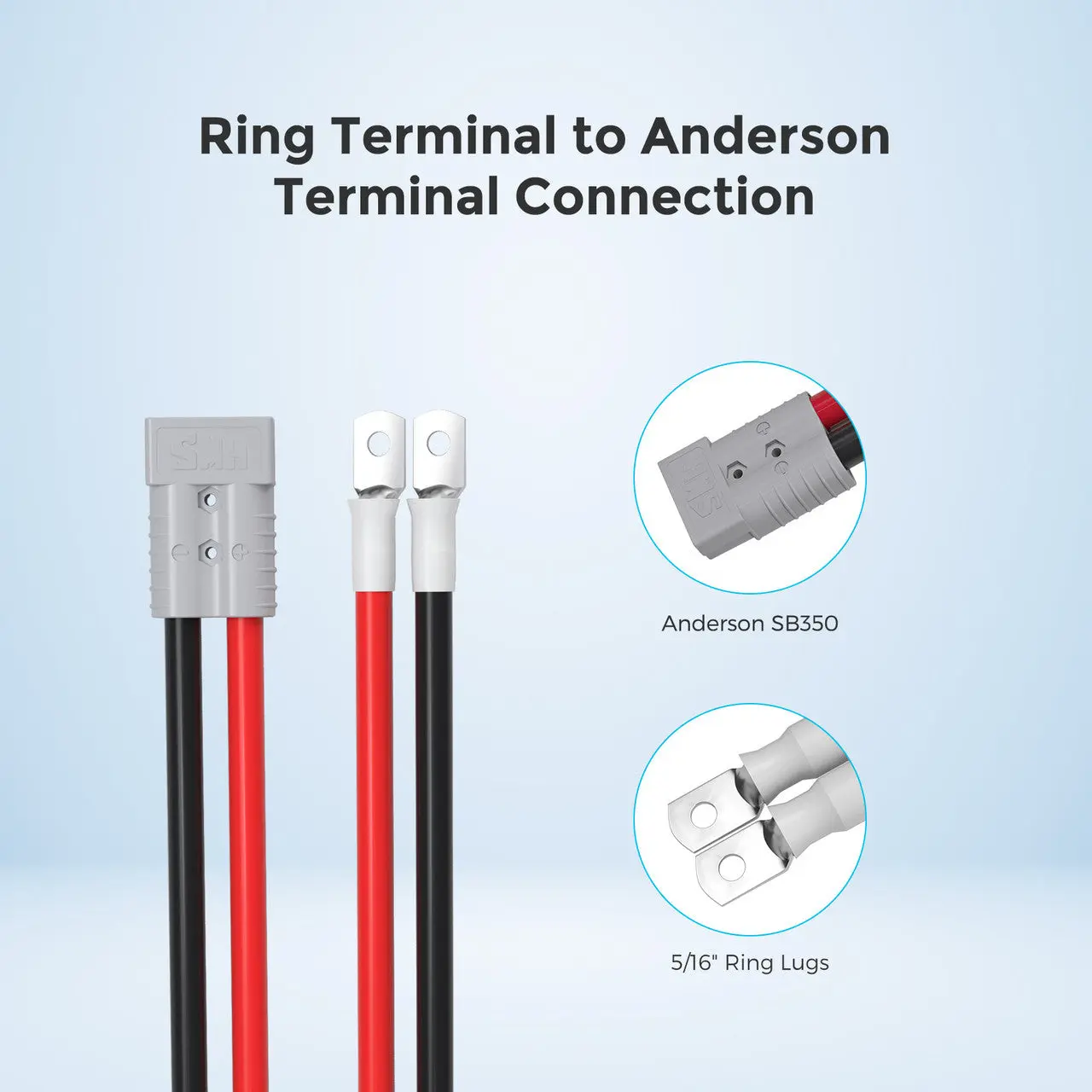 Renogy 5FT 3/0AWG Anderson Adapter Cable Anderson SB350 - Ring Lug - Image 2