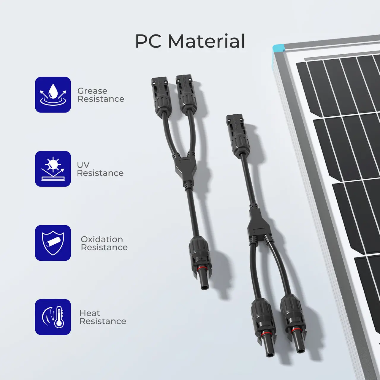 Solar Connectors Y Branch Parallel Adapter Cable MMF+FFM Pair - Image 4