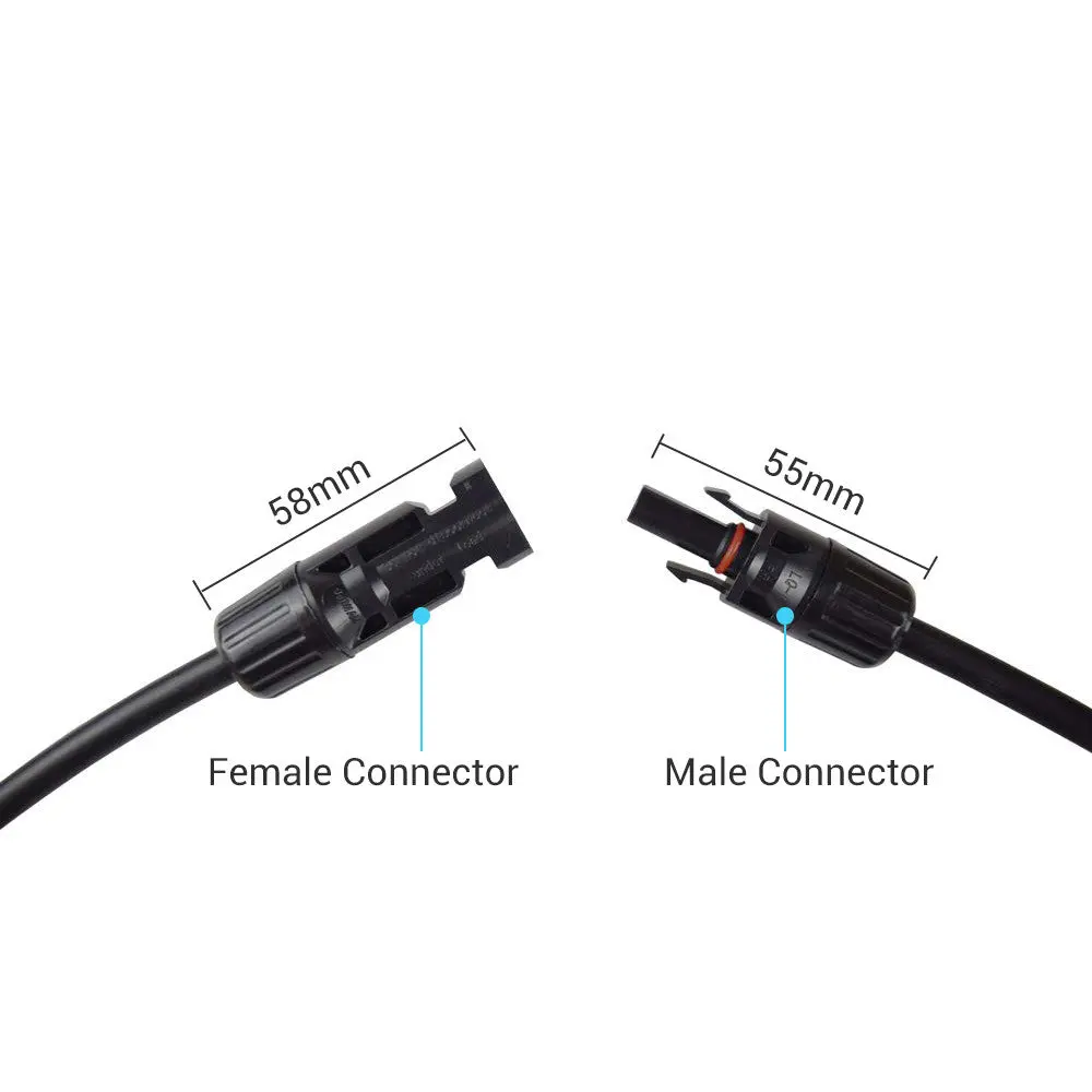 Solar Panel Extension Cable with Male to Female Solar Connectors (Single) - Image 4