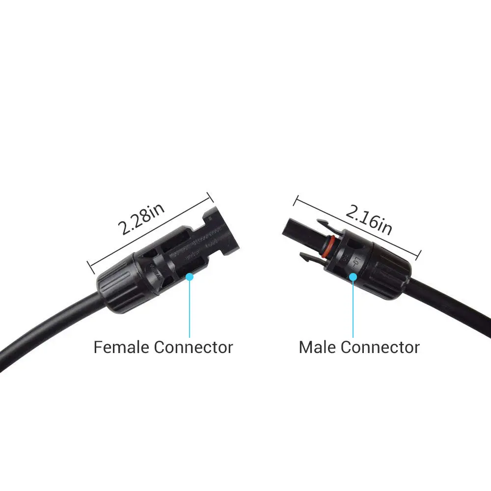 Solar Panel Extension Cable with Male to Female Solar Connectors (Single) - Image 5