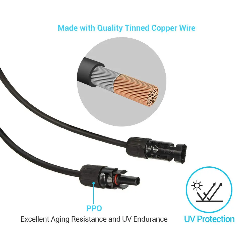 Solar Panel Extension Cable with Male to Female Solar Connectors (Single) - Image 8